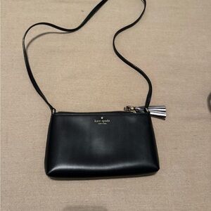 Kate Spade Black Leather Crossbody Bag with Minimalist Design